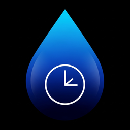 Routinely app icon: a blue water drop with a clock face.