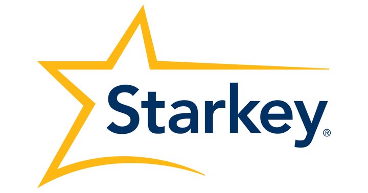 The Starkey logo: a gold star behind the word Starkey in navy.